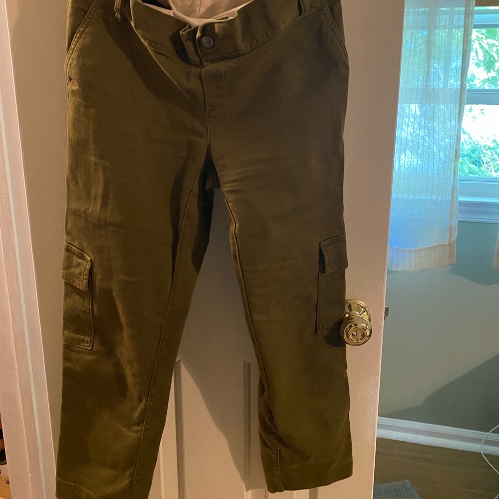 Olive green Gap maternity straight leg pants